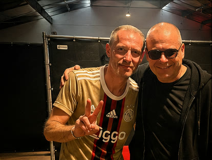 Gabriel Insini backstage with a friend from the DJ community